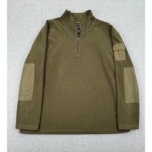 y2k Sonoma Fleece Jacket Mens XL Army Green 1/4 Zip Pullover Outdoors Utility